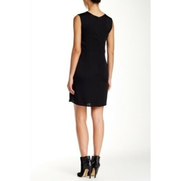 Vince Leather Panel Shift Dress Women's Size 0 Black Silk Sleeveless Short - Picture 11 of 11